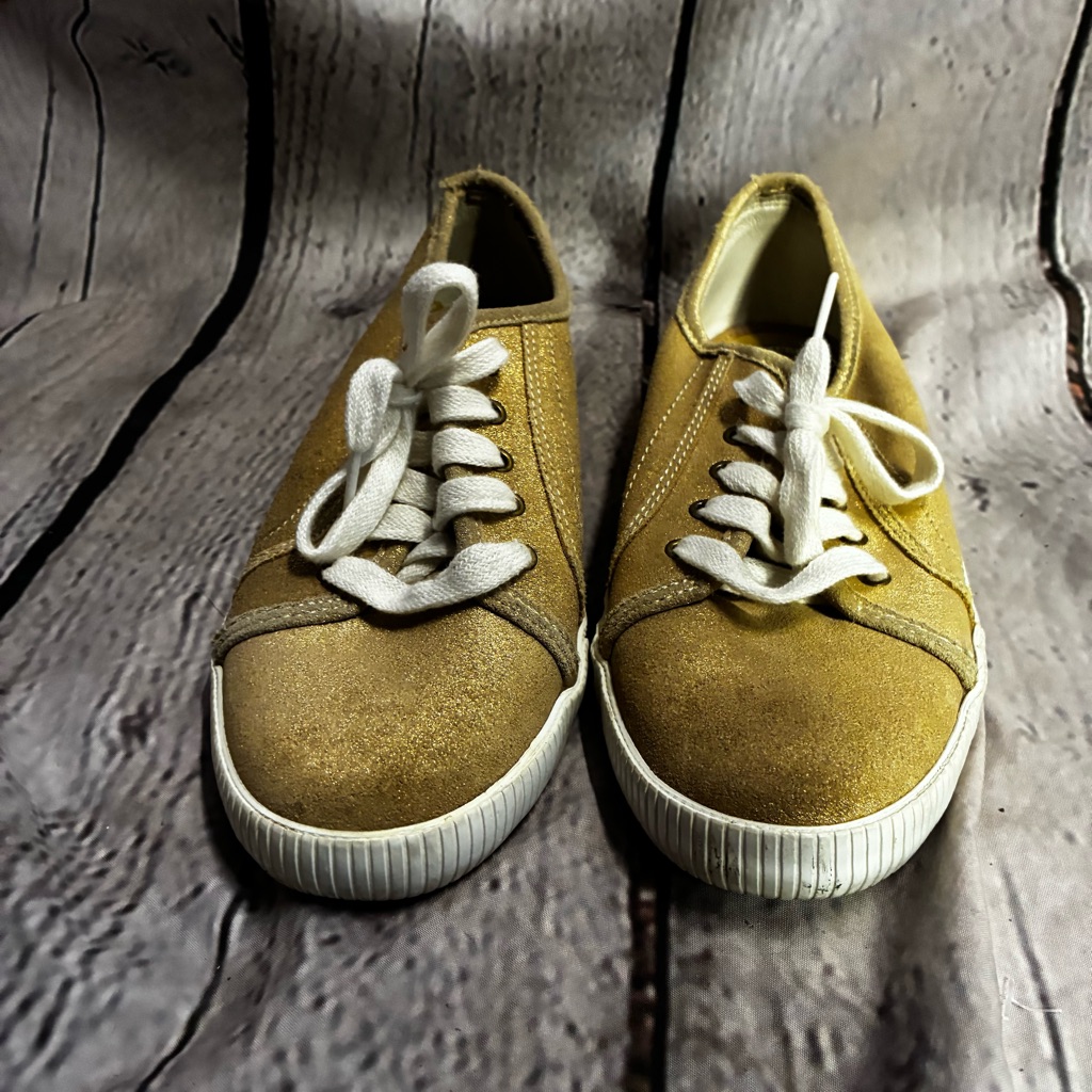 Keds Women’s Gold Metallic Shimmering Sneakers Sz 7 Lace Up Casual Shoes Euc — image 5 of 8